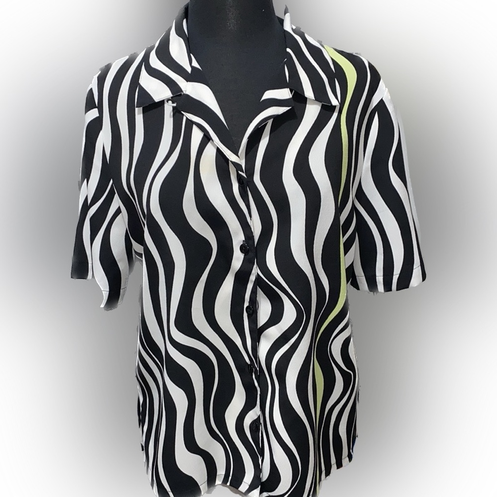 Tanjay Zebra Print Short Sleeve Blouse
